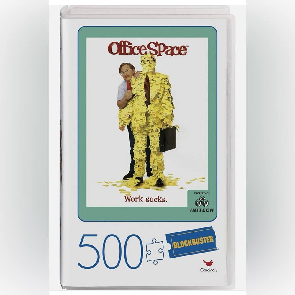 Office Space Movie 500-Piece Jigsaw Puzzle in Plastic Retro Blockbuster VHS Box